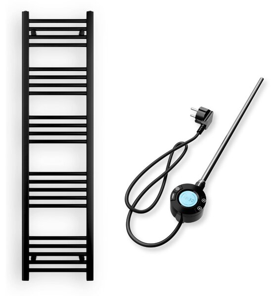 Törölközőszárító radiátor elektromos fűtőpatronnal 40 x 150 cm - Nero Italia S-400W (fekete)