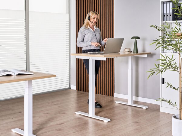 Elektromosan állítható asztal DESTINES Világosbarna/fehér 120 cm 72 cm