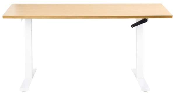 Manuálisan állítható asztal DESTINES 160 cm 72 cm Világosbarna/fehér