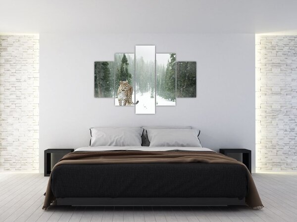 Leopárd a hóban képe (150x105 cm)