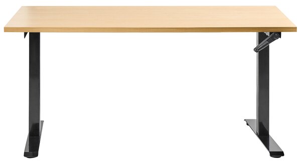 Manuálisan állítható asztal DESTINES Fekete/világosbarna 160 cm 72 cm