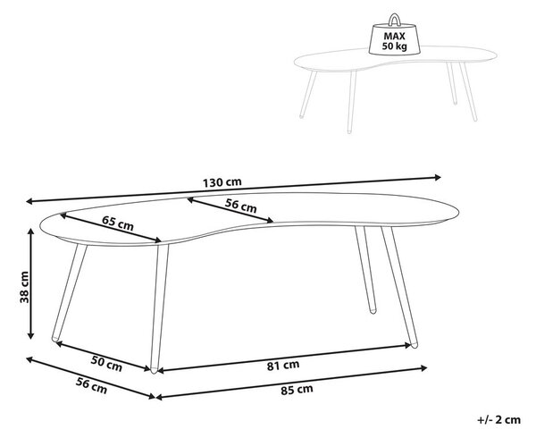 Kerti dohányzóasztal PARORI 65 cm 130 cm Fém Bézs