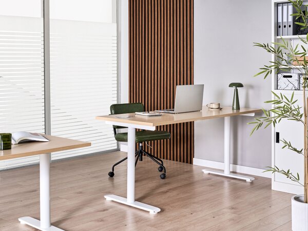 Elektromosan állítható asztal DESTINAS Világosbarna/fehér 160 cm 72 cm