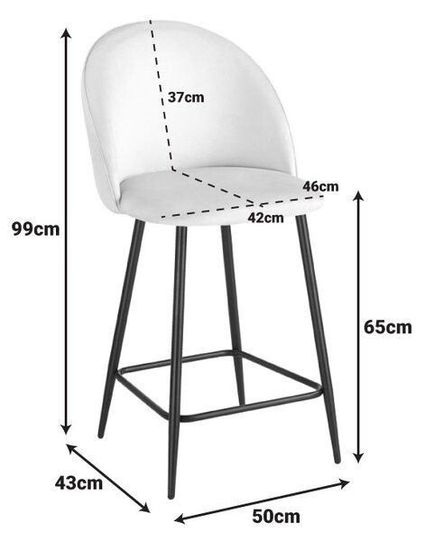 Set scaune de bar, 2 buc, Perch, Pako, Crem 50x53x99 cm
