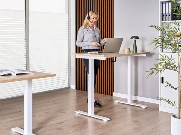 Manuálisan állítható asztal DESTINES 120 cm 72 cm Világosbarna/fehér
