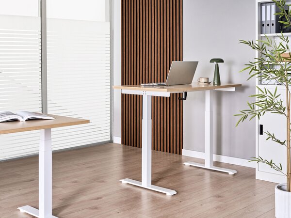 Manuálisan állítható asztal DESTINES 120 cm 72 cm Világosbarna/fehér