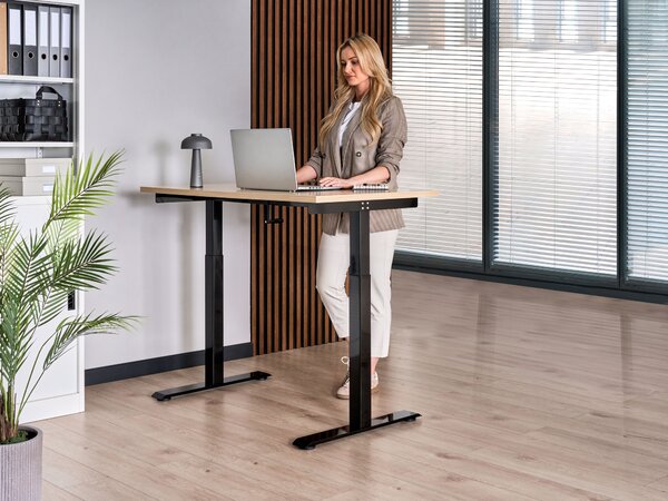Manuálisan állítható asztal DESTINES Fekete/világosbarna 120 cm 72 cm