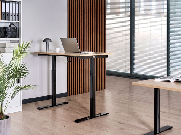 Manuálisan állítható asztal DESTINES Fekete/világosbarna 120 cm 72 cm