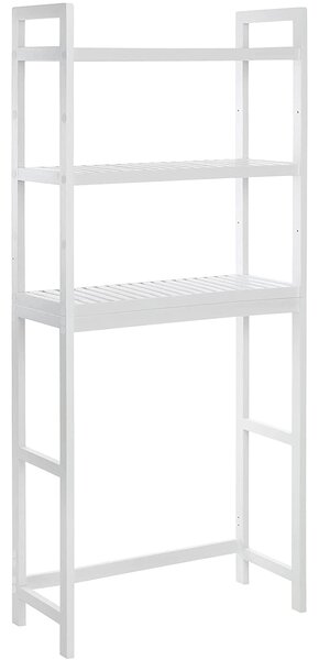 Mosógép feletti tárolószekrény, bambusz fürdőszoba szekrény, fehér 63x26x163cm