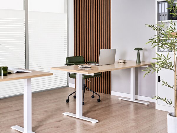 Elektromosan állítható asztal DESTINES Világosbarna/fehér 180 cm 72 cm