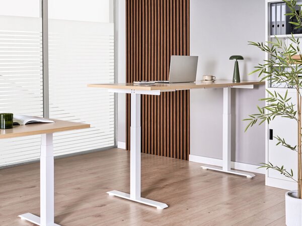 Elektromosan állítható asztal DESTINES Világosbarna/fehér 180 cm 72 cm