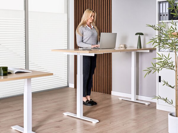 Elektromosan állítható asztal DESTINES Világosbarna/fehér 180 cm 72 cm