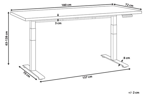 Elektromosan állítható asztal DESTINES Világosbarna/fehér 180 cm 72 cm