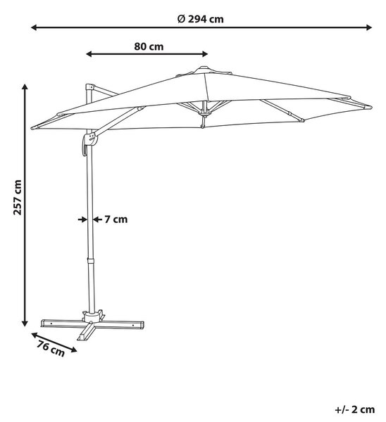 Napernyő 294 cm SAVONA Sötétszürke