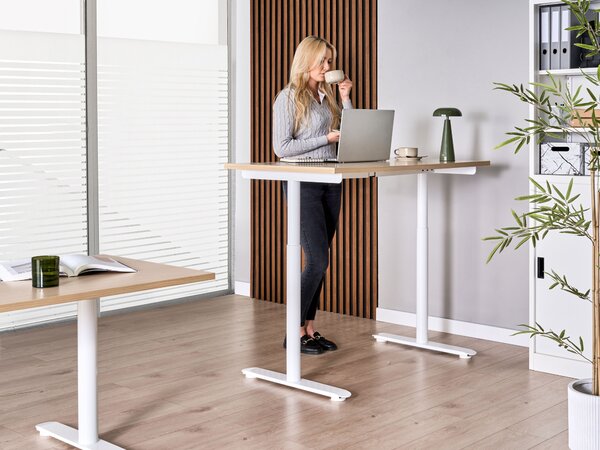 Elektromosan állítható asztal DESTINAS Világosbarna/fehér 120 cm 72 cm