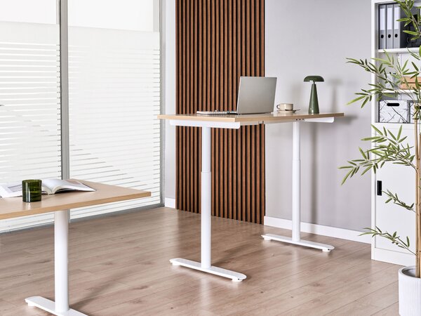 Elektromosan állítható asztal DESTINAS Világosbarna/fehér 120 cm 72 cm