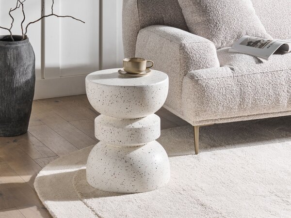 Kisasztal FALIRO 37 cm 37 cm Terrazzo hatású Törtfehér