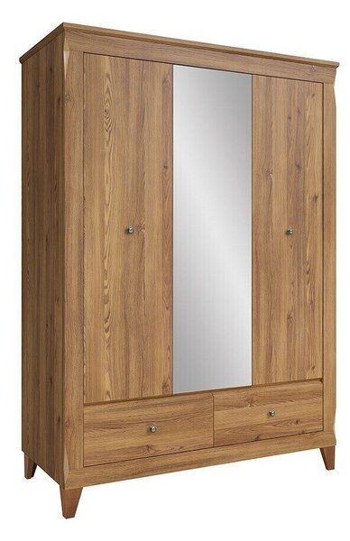 Gardróbszekrény Lirmora 113, Laminált forgácslap, 202x144x63cm, Világos arany vörösfenyő