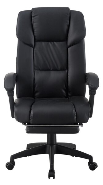 Scaun de birou cu suport picioare, Garnut, Pako, Negru 69x75x126 cm