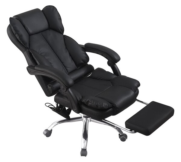 Scaun de birou cu suport picioare si masaj, Ekse, Pako, Negru 64.5x75x119 cm