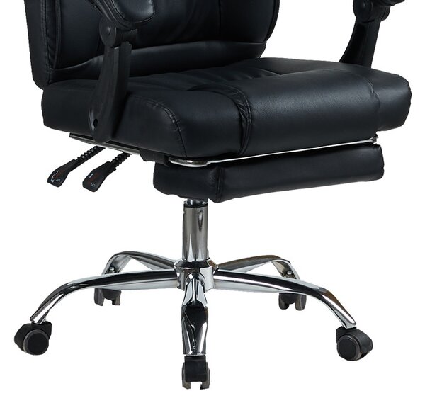Scaun directoral de birou cu suport picioare, Vimmi, Pako, Negru 60x62.5x112 cm