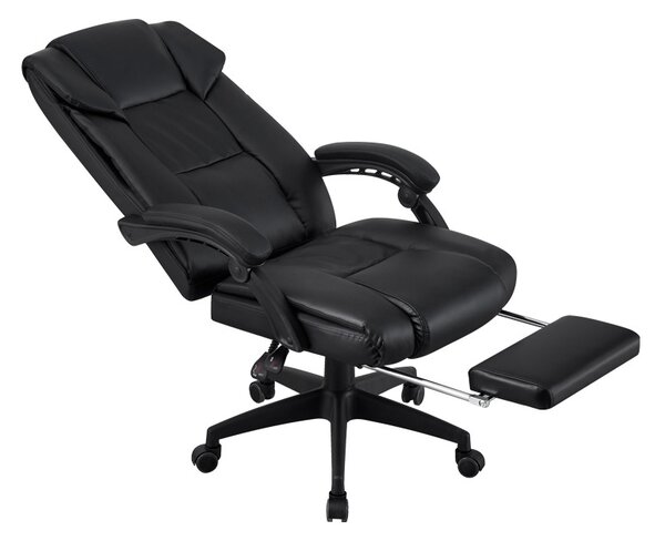 Scaun de birou cu suport picioare, Garnut, Pako, Negru 69x75x126 cm