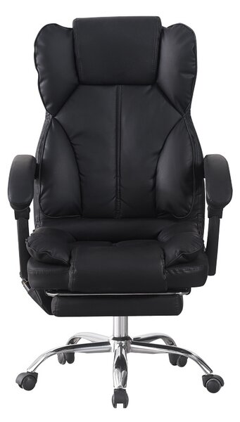 Scaun de birou cu suport picioare si masaj, Ekse, Pako, Negru 64.5x75x119 cm