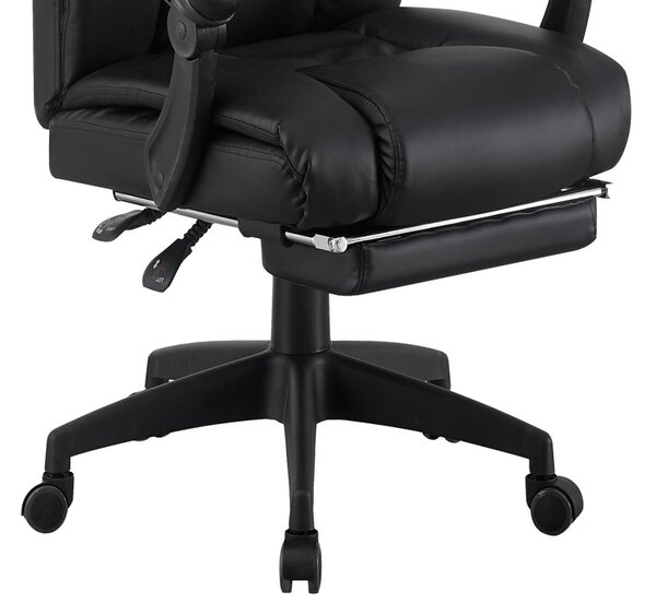 Scaun de birou cu suport picioare, Garnut, Pako, Negru 69x75x126 cm
