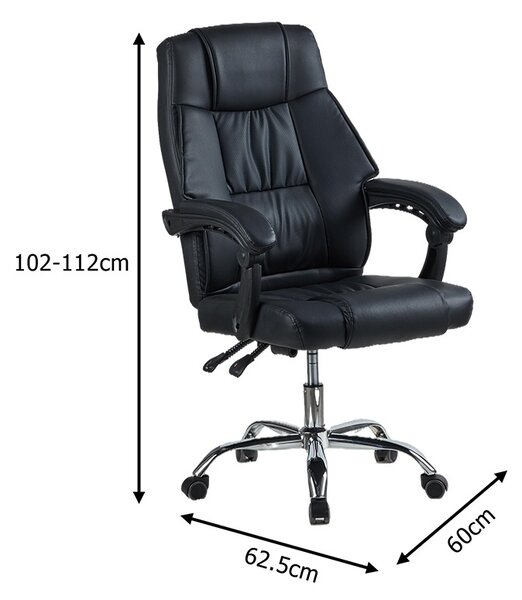 Scaun directoral de birou cu suport picioare, Vimmi, Pako, Negru 60x62.5x112 cm
