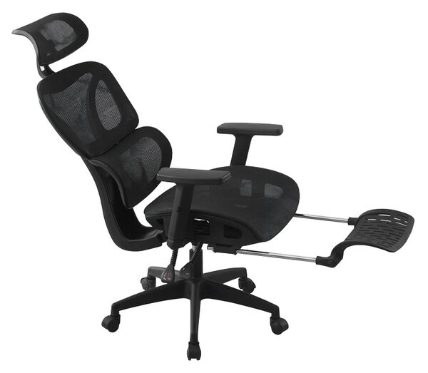 Scaun de birou cu suport picioare, Corus, Pako, Negru 62x69x135 cm