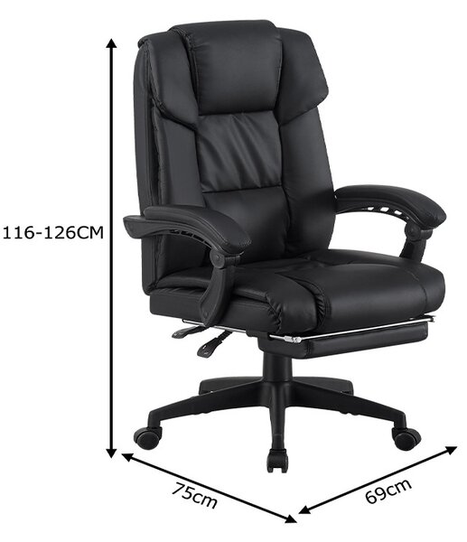 Scaun de birou cu suport picioare, Garnut, Pako, Negru 69x75x126 cm