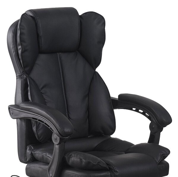 Scaun de birou cu suport picioare si masaj, Ekse, Pako, Negru 64.5x75x119 cm