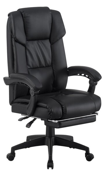 Scaun de birou cu suport picioare, Garnut, Pako, Negru 69x75x126 cm