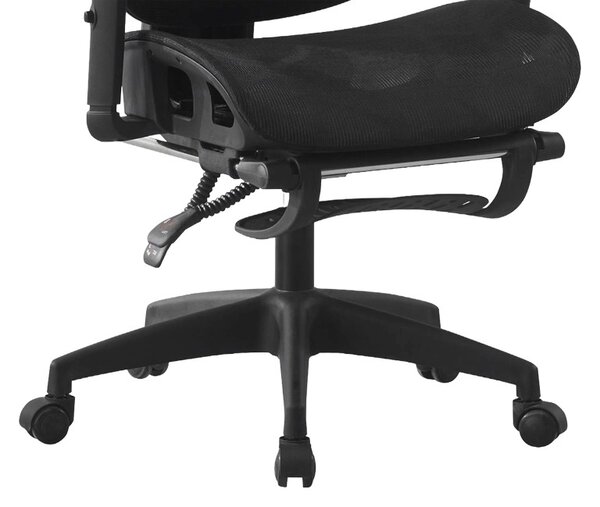 Scaun de birou cu suport picioare, Corus, Pako, Negru 62x69x135 cm