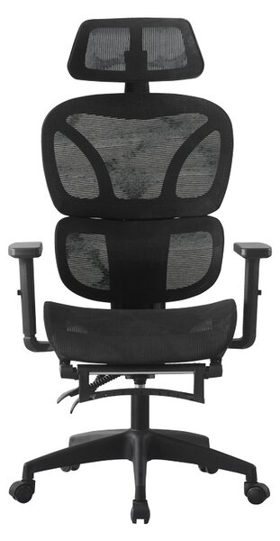 Scaun de birou cu suport picioare, Corus, Pako, Negru 62x69x135 cm