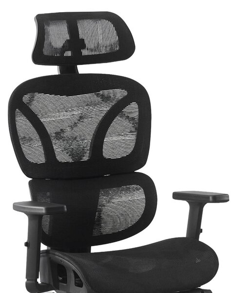 Scaun de birou cu suport picioare, Corus, Pako, Negru 62x69x135 cm