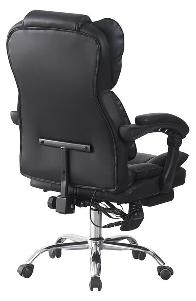 Scaun de birou cu suport picioare si masaj, Ekse, Pako, Negru 64.5x75x119 cm