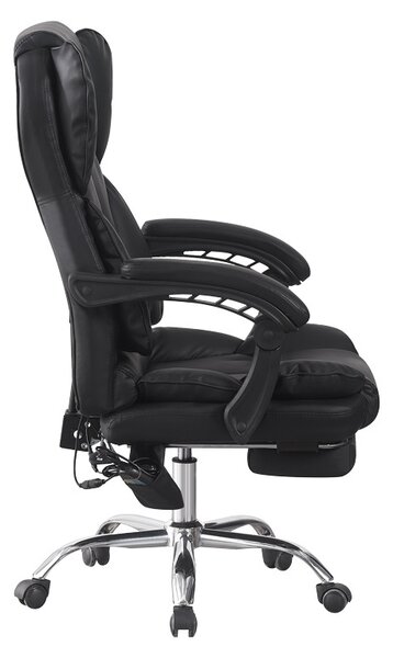 Scaun de birou cu suport picioare si masaj, Ekse, Pako, Negru 64.5x75x119 cm