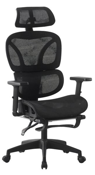Scaun de birou cu suport picioare, Corus, Pako, Negru 62x69x135 cm