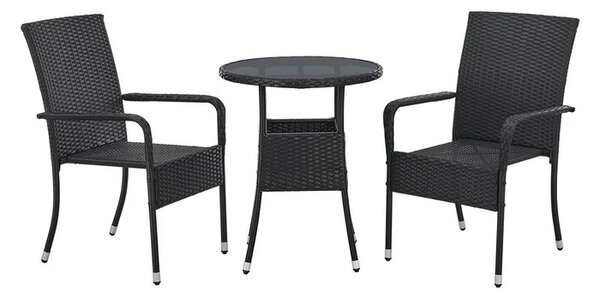 Juskys Yoro kerek rattan asztal Ø60 cm - fekete