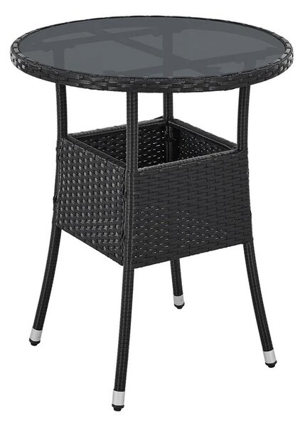 Juskys Yoro kerek rattan asztal Ø60 cm - fekete