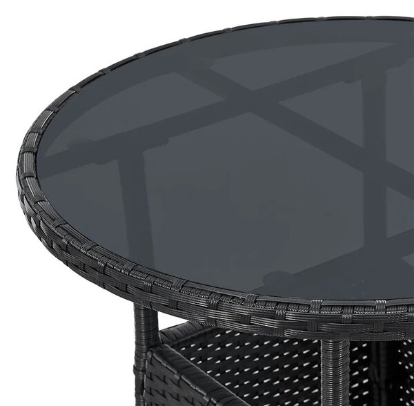 Juskys Yoro kerek rattan asztal Ø60 cm - fekete