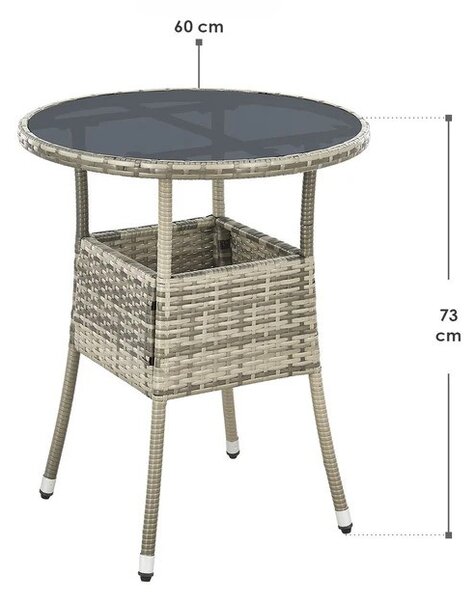 Juskys Yoro rattan kerek asztal Ø60 cm - szürke