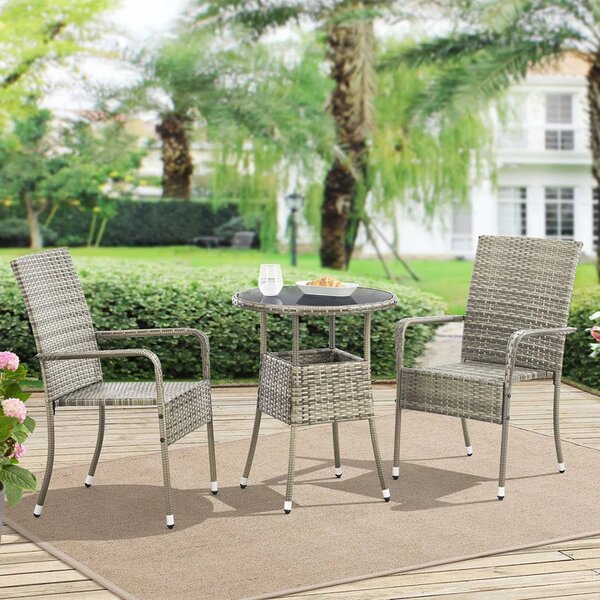 Juskys Yoro rattan kerek asztal Ø60 cm - szürke