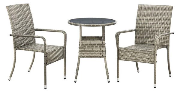 Juskys Yoro rattan kerek asztal Ø60 cm - szürke