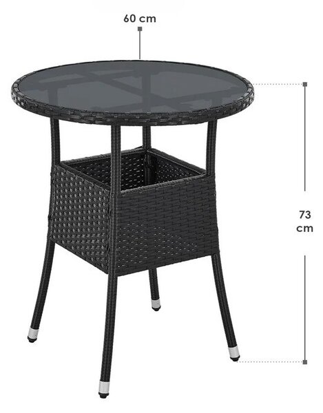 Juskys Yoro kerek rattan asztal Ø60 cm - fekete