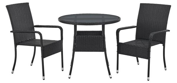 Juskys Yoro rattan kerek asztal Ø80 cm - fekete