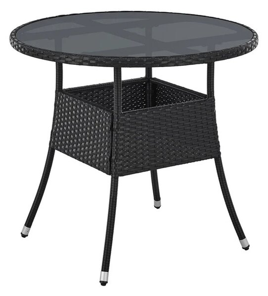 Juskys Yoro rattan kerek asztal Ø80 cm - fekete