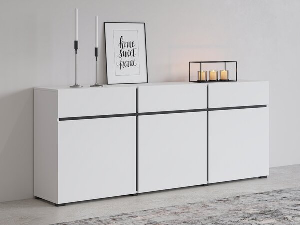 Komód Alfere 103, Laminált forgácslap, 78x180x40cm, Fekete, Fehér