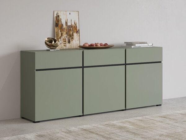 Komód Alfere 103, Laminált forgácslap, 78x180x40cm, Zöld, Fekete
